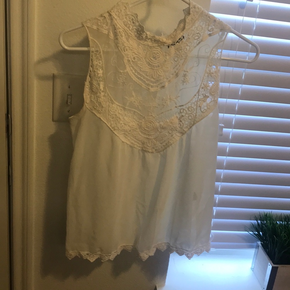 Sheer/lace halter top